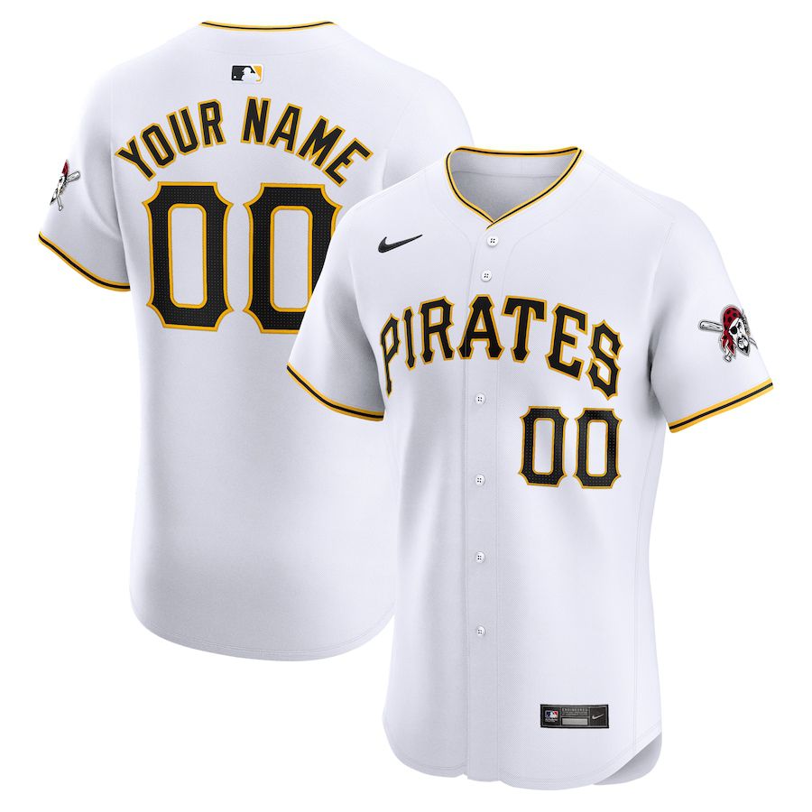 Men Pittsburgh Pirates Nike White Home Elite Custom MLB Jersey